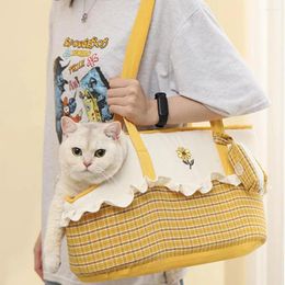 Cat Carriers Autumn Pet Bag Suede Out Backpack Puppy Chihuahua Yorkshire Plush Shoulder Handbag Small Dog Supplies