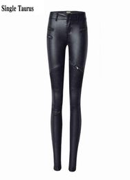 Europe America Moto Birker PU Jeans Women Fashion Zipper Low Waist Push Up Sexy Leather Trousers White Skinny Pencil Pants Mujer 28496843