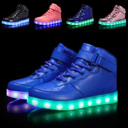 Boots Children Glowing Sneakers Kid Luminous Sneakers for Boys Girls Led Shoes Women Colourful Sole Lighted Shoes Men Usb Charging 2022