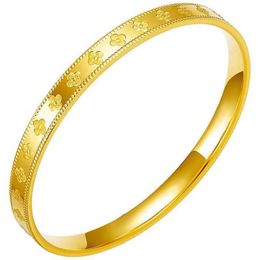 Vans New 999 Full Gold Womens Clover Bracelet Trendy Kaleidoscope Plain Ring Bracelet Mothers Internet Celebrity