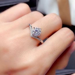 Wedding Rings 1 Carat Bague Mariage Pour Femmes Elegante Mariee Fiancailles Bijoux Anniversaire Accessoire De Mode Diamant Cadeau Drop Otrib