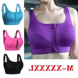 Yoga Outfit Sports Bra Women Front Zipper Underwear Shockproof Fitness Shirt Push Up Crop Top Bras Vest Sportswear Plus Size 5XL XA53L
