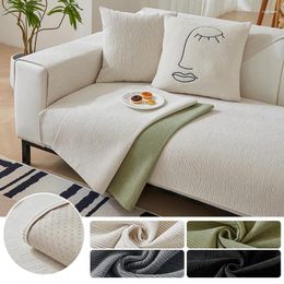 Chair Covers Chenille Sofa Cover Non Slip Mat Solid Colour Simple Style Silpcover Multi Piece Combination Type Home Decor