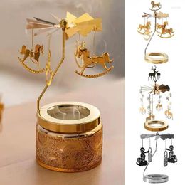 Candle Holders Rotary Tray Thermal Stand Candlestick Rotating Round Set Revolving Lantern For Romantic Candlelight