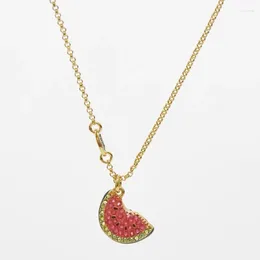 Pendant Necklaces Watermelon Necklace For Women Cute And Versatile Zircon Unique Design Clavicle Chain 2024 Trend Jewellery Romantic