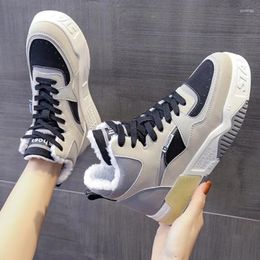 Casual Shoes Cotton Women Winter Plush Thickened High Top Sneakers 2024 Korean Style Versatile Comfortable Warm Ankle Boots