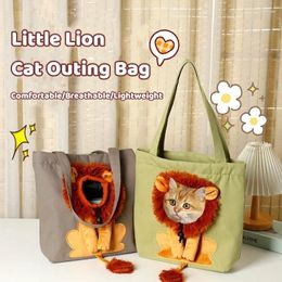 Cat Carriers Little Lion Cats Outing Bag Can Be Exposed Head Shoulder Handbag Canvas Outdoor Convenient Pet Puppy Supplies