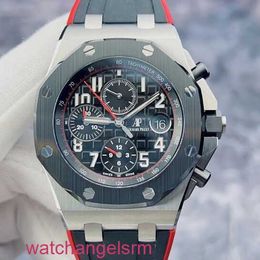 AP Wristwatch Chronograph Royal Oak Offshore Series 26470SO Ceramic Circle Red Needle Vampire Automatic Mechanical Watch Mens 42mm