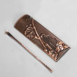 Tea Scoops Chinese Spoon Copper Alloy Cha Ze Bamboo Set Accessories Lotus Leaf Ceremony He