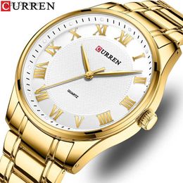 Wristwatches CURREN Luxury Brand Man es with Rome Numbers Business Quartz Wrist for Men with Stainless Steel Band L240402