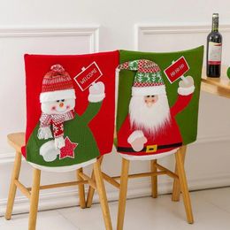Chair Covers Christmas Cover Cartoon Snowman Santa Home Table Dinner Party 2024 Year Dropship