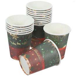 Disposable Cups Straws 32 Pcs Paper Water Christmas Coffee Mug Business Thicken Container Office Mugs