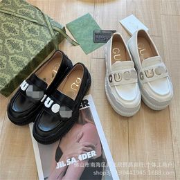 38% OFF Designer shoes G Letter Thick Sole Single Slimming Lefu Round Head Fashion Small Leather Shoes Womens Batch