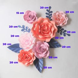 Party Decoration Giant Paper Flowers Backdrop Artificial Handmade Crepe Rose 6PCS Leaves For Wedding & Deco Home