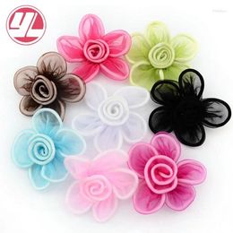 Dog Apparel Hairpin Pet Accessories Candy Colour Handmade DIY Decorative Flowers Snow Yarn Ribbon 50pcs/lot