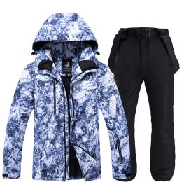 Jackets Ski Suit Men Winter Warm Snow Suits Male Thicken Waterproof Windproof Skiing Snowboarding Jacket Pants Sets SK036