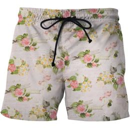 Men's Shorts Mens Shorts Summer mens loose beach shorts S-6XL swimming shorts flower 3D printed swimming shorts beach suit mens surfboard shorts swimsuitC240402