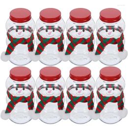 Storage Bottles 10 Sets 500ml Christmas Snowman Shape Beverage Plastic Juice Bottle Xmas Supplies With Scarves Water