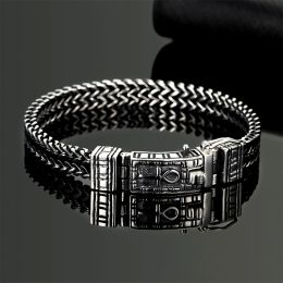 Bangles New Horus European and American hiphop Jewellery double row chain bracelet men personality punk titanium steel trend accessories