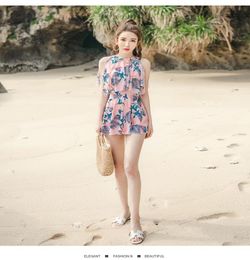 New One Piece Dress Style Conservative Cover Belly Slim Sexy Swimsuit Korean Plus Size Spring Bathing Suit3211361