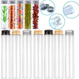 Storage Bottles 10Pcs 50-110ml Clear Plastic Test Tubes Bottle W/ Aluminium Screw Caps For Candy Spices Dried Flowers Party Favours Decor