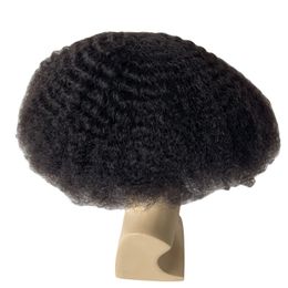 Sostituzione capelli umani vergini brasiliani # 1B nero naturale onda 8mm 32x34cm pizzo pieno con parrucca perimetrale in PU Parrucche maschili Hollywood per uomini neri