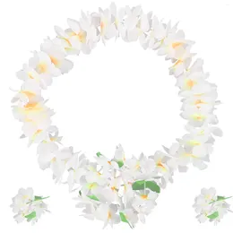 Decorative Flowers 4 Pcs Masquerade Set Hawaiian Headpiece Four Wear Garland Floral Wreath Travel Accessories