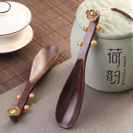 Tea Scoops Ebony Pipa Spoon Household Wooden Shovel Ceremony Six Gentleman Set Accessories