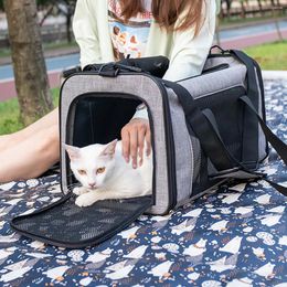 Cat Carriers Carrier Bag Foldable Handbag Large Capacity Three Sided Breathable And Mosquito Resistant Outdoor Travel Totebag