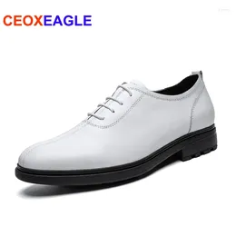 Dress Shoes Genuine Leather Fashion Men Business Lace Up Black Shoe Oxford Breathable Formal Wedding Man Office