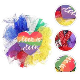 Decorative Flowers Wreaths Lgbtq Wreath Colorf Wall Decor Hanging Sign Themed Party Decoration Window For Home Drop Delivery Garde Dhfco