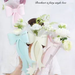 Gift Wrap Bowknot Flower Packaging Box Portable Rose Paper Bag Single Bouquet Valentine'S Day Birthday Party Christmas