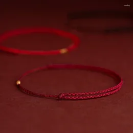 Link Bracelets Lucky Red Rope Bracelet With Gold Beads Hand Braided Thread