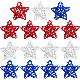 Party Decoration 4Th Of July Star Shaped Rattan Balls Decor Red White &Blue For DIY Vase Bowl Filler