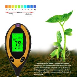 Digital 4 In 1 Soil PH Metre Moisture Monitor Temperature Sunlight Tester for Gardening Plants Farming with Blacklight