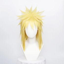 Wigs ccutoo Synthetic Golden Wigs Namikaze Minato Short Fluffy Layered Cosplay Wigs Anime Halloween Play Role Hair + Wig Cap