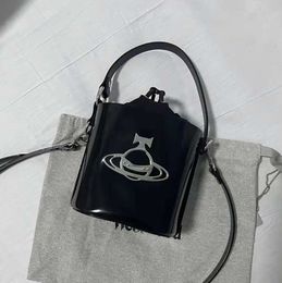 Womens Bucket Bags Small Patent Leather Black Crossbody Saturn Buckle All kinds of fashion