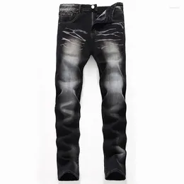 Men's Jeans Denim Classic Long Design Black Ripped Patch Retro Trendy Pants Casual Large Size