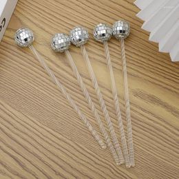 Drinking Straws 6pcs Disposible Disco Ball Drink Stirrers Mixing Sticks Cocktail Beverage Stirrer Mini Bartender Wedding Party Decor Bar