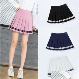 Skirts Shinymora Summer Pleated Mini For Women High Waist Girls Casual Shorts Striped Harajuku Japanese School Uniform1 Drop Delivery Dh3Wm