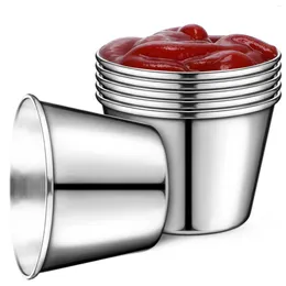 Plates 6 Pcs 304 Stainless Steel Sauce Cups Containers For Outdoor Ketchup Soy Dipping Salad Dressing