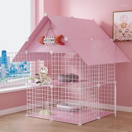 Cat Carriers Household Cages Indoor Large Pet Cattery With Toilet Cage House Super Space Multi-storey Villa Supplies