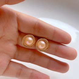 Earrings Fashionable new spiral pearl earrings with transparent pearly overall design versatile highend S925 silver ear needles GEE90