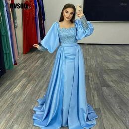 Party Dresses Fivsole Elegant Sky Blue Prom Dress Beaded Detachable Tail Evening Long Mermaid Sweetheart Celebrity Gowns
