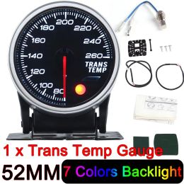 2 Inch 52MM Trans Temp Gauge Smoke Lens 80-260 Fahrenheit Trans Temperature Meter With Temperature Sensor Stepper Motor 7 Colors