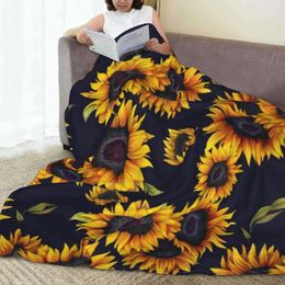 Blankets Sunny Yellow Sunflowers Blanket Nature Travel Flannel Throw Super Soft Couch Chair Custom DIY Bedspread Gift