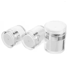 Storage Bottles 3 Pcs Vacuum Cream Jar Dispenser Refillable Double-layer Portable Air Pump Creams Sub Bottle Clear Case Plastic Sample