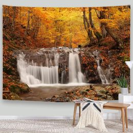 Tapestries Scenery Tapestry Aesthetic Autumn Leaves Forest Trees Path Landscape Backdrop Wall Hanging Spiritual Room Decoration