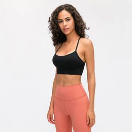 New nude touching word beauty back sports underwear solid Colour butter soft yoga bra female underwear detachable cup sexy top