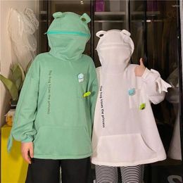 Men's Hoodies Unisex Sweatshirt Frog Shape Hooded Men Women Hoodie Korean Style Plush Large Pocket For Daily Wear